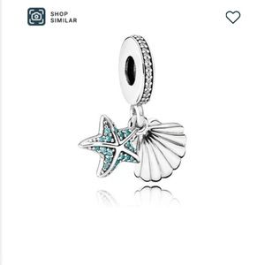 Starfish and Sea Shell Dangle Charm S 925